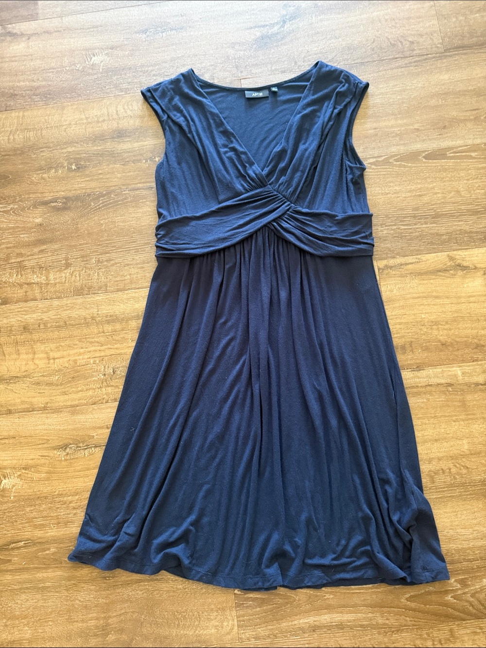 Apt. 9 Navy Twist-Front Stretch Knee Length Dress Large